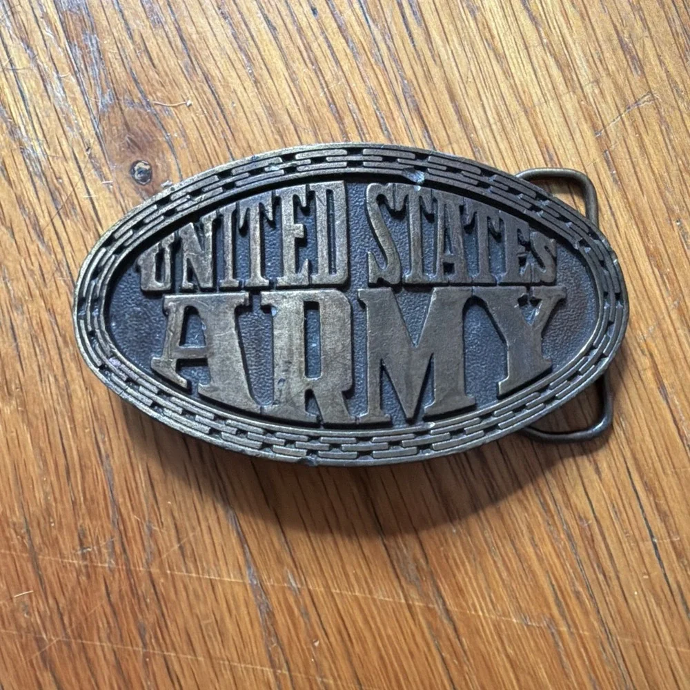 United States Army Military Enlisted Soldiers Vintage Brass‎ Tone Belt Buckle